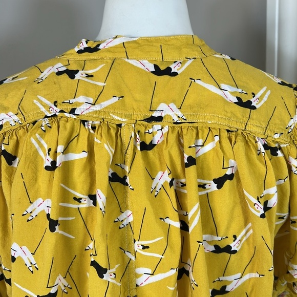 Anthropologie Emily Isabella Robina Blouse TRAPEZISTS Yellow Circus Top Sz XS - Picture 12 of 16